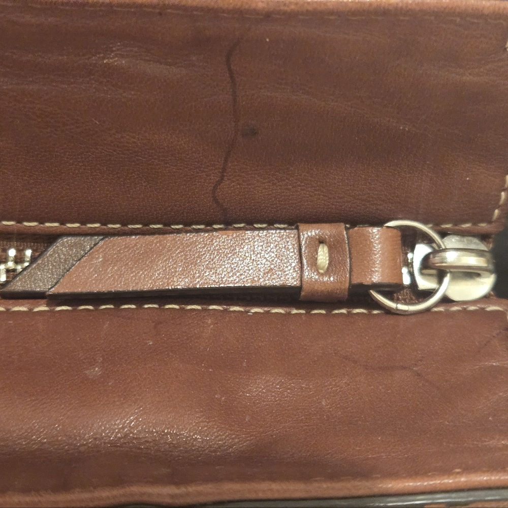 Coach Brown Leather Purse with Scarf Accent - Picture 9 of 14